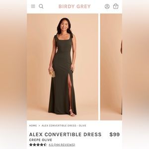 Birdy Grey Olive Alex Convertible Dress Size Medium